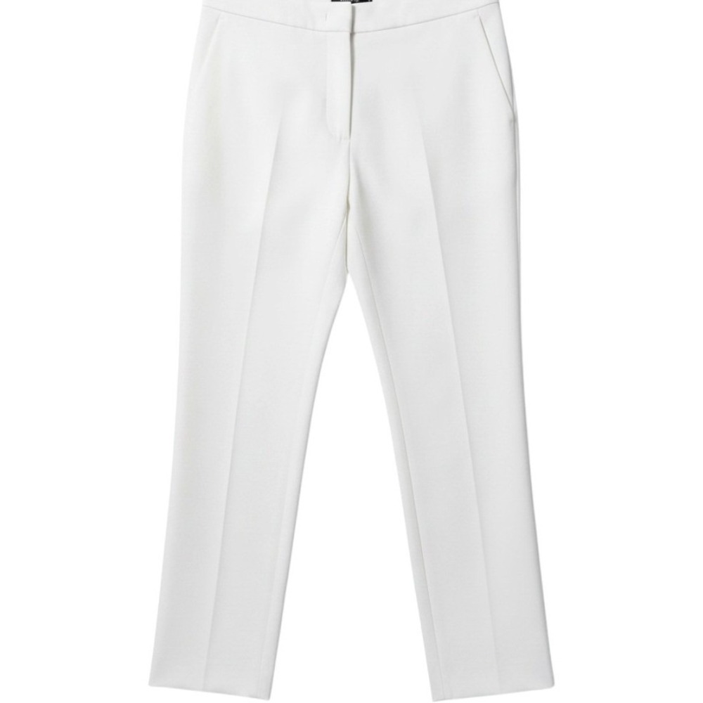 Max Mara Size 10 Cream Slim Leg Ankle Trousers Viscose Blend Career Quiet Luxury